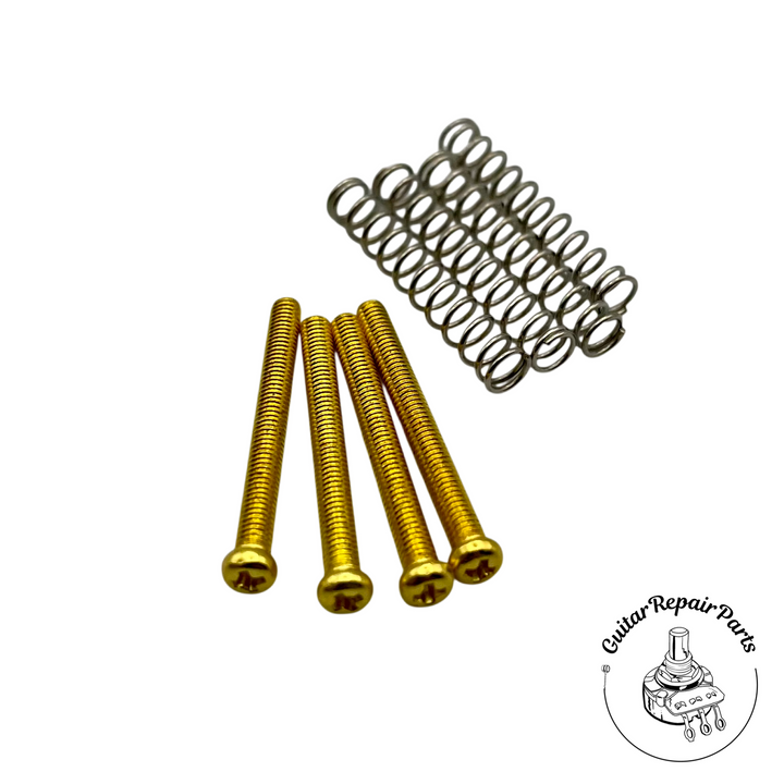 Metric Humbucker Mounting Screws and Springs M3x0.5 (4 ea.) - Gold