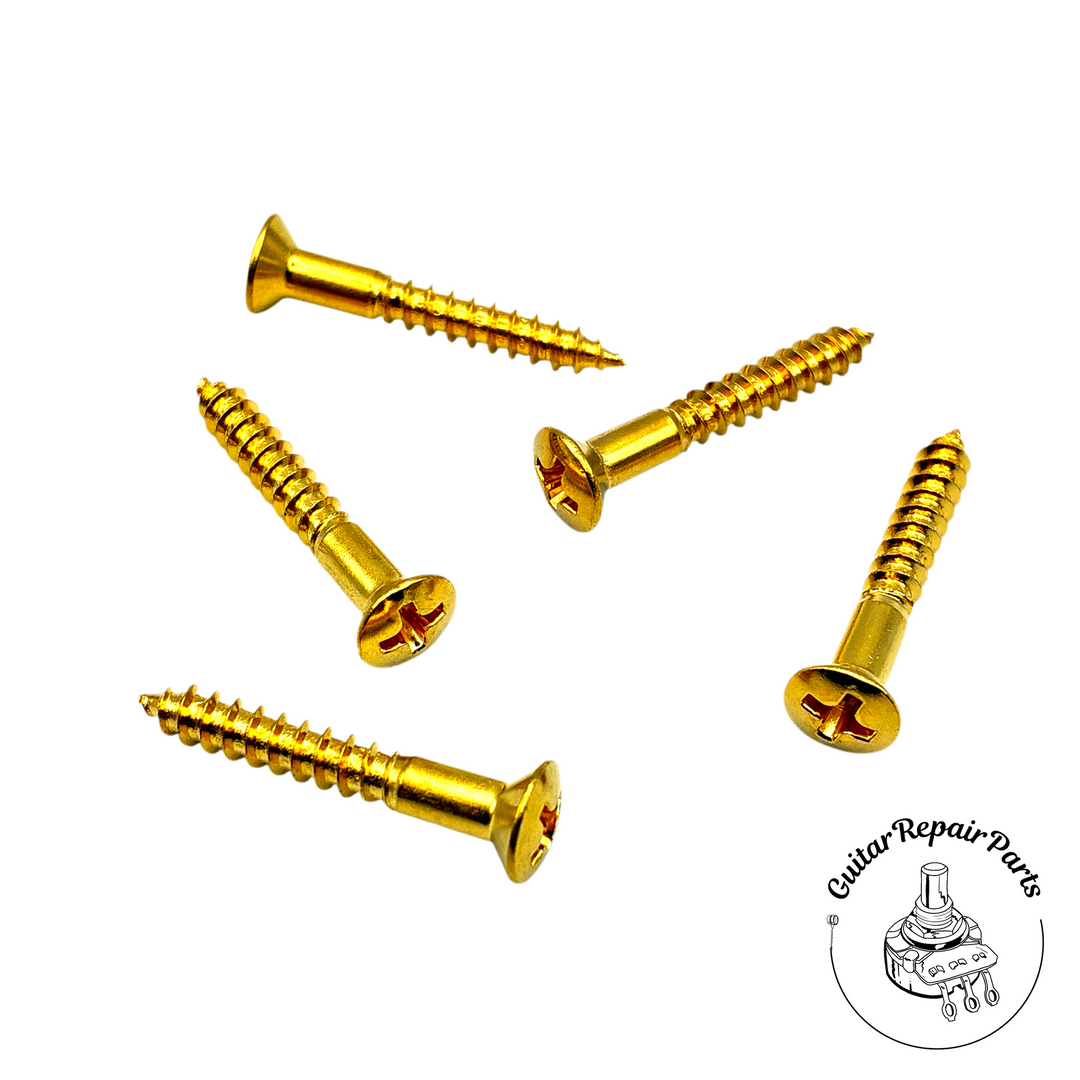 Bridge Mounting Screws #6 x 1" Oval Head (5 pcs) - Gold
