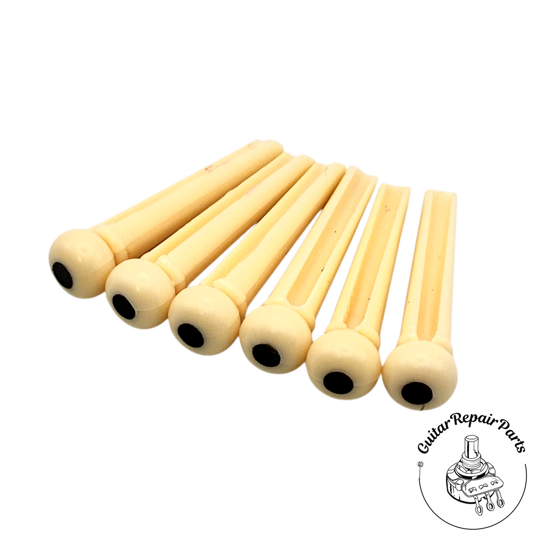 Takamine Pro Series Acoustic Guitar Bridge Pins (6 pcs) - Cream w. Black Dot