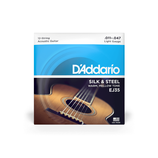 D'Addario EJ35 Light 12-String Silk & Steel Guitar Strings, 11-47