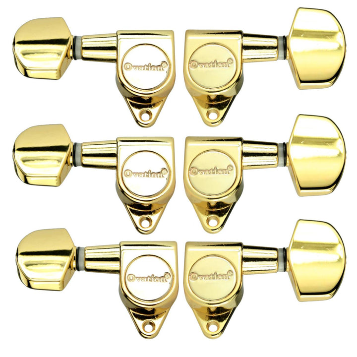 Ovation Guitar Tuning Machine Keys w. Logo 3x3 Large Button - Gold