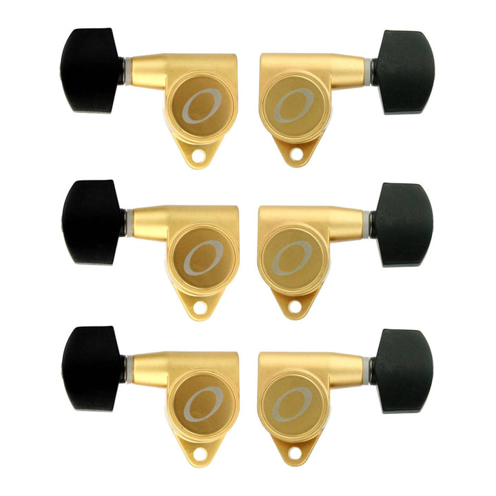 Ovation Guitar Tuning Machine Keys w. Logo 3x3 Small black Button - Satin Gold