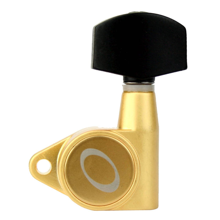 Ovation Guitar Tuning Machine Keys w. Logo 3x3 Small black Button - Satin Gold