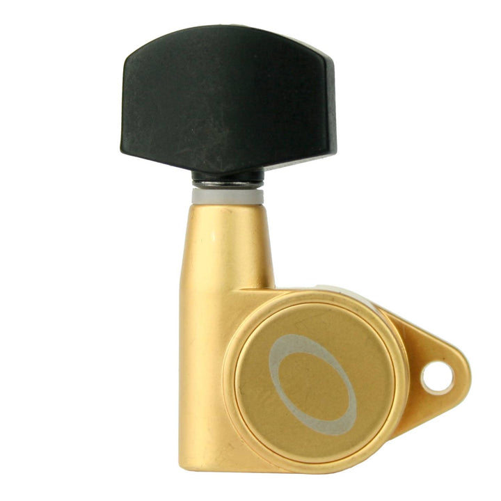 Ovation Guitar Tuning Machine Keys w. Logo 3x3 Small black Button - Satin Gold