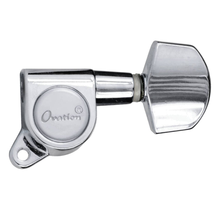 Ovation Guitar Tuning Machine Keys w. Logo 3x3 Large Button - Chrome