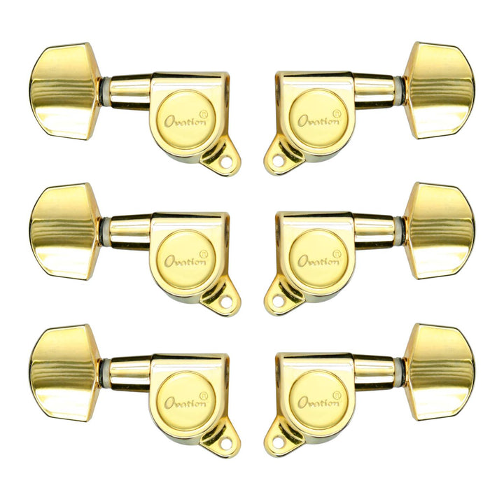 Ovation Guitar Tuning Machine Keys w. Logo 3x3 Large Button - Gold