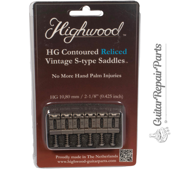 Highwood Contoured Vintage Strat Saddles HG 10,80 (2-1/8" 54mm) - Nickel Relic