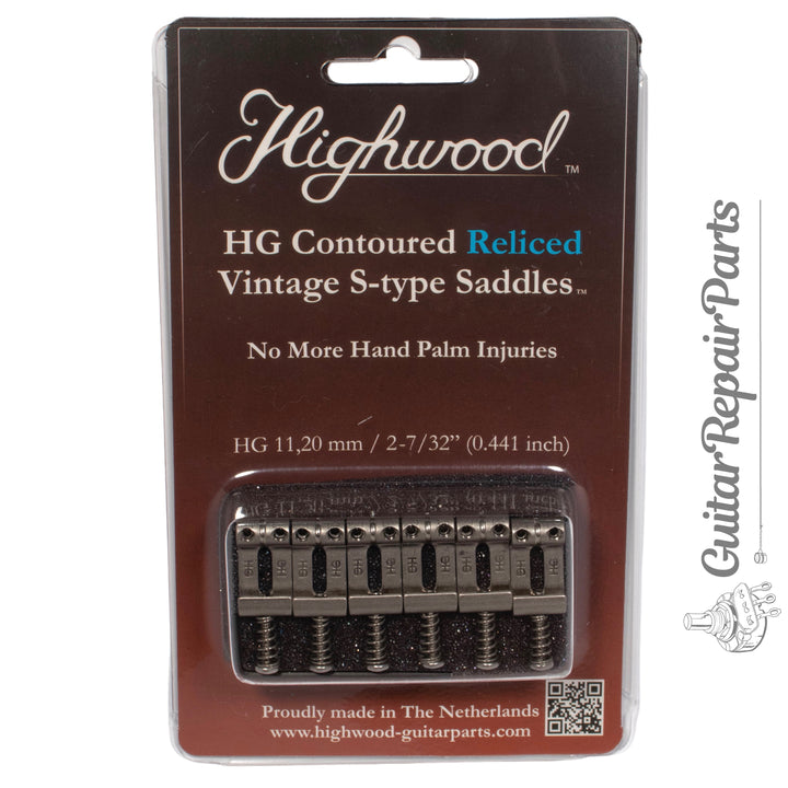 Highwood Contoured Vintage Strat Saddles HG 11,20 (2-7/32" 56mm) - Nickel Relic