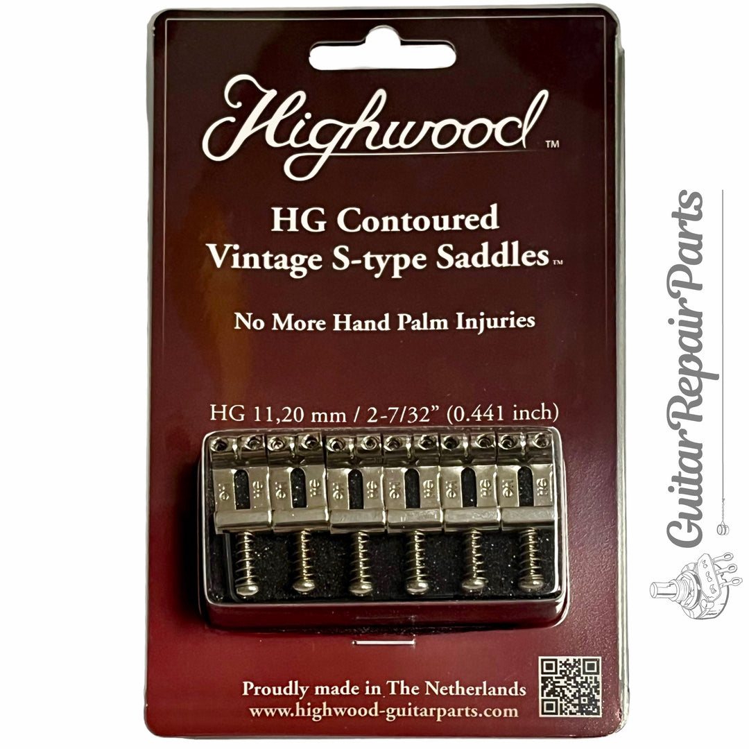 Highwood Contoured Vintage Strat Saddles HG 11,20 (2-7/32" 56mm) - Nickel Gloss