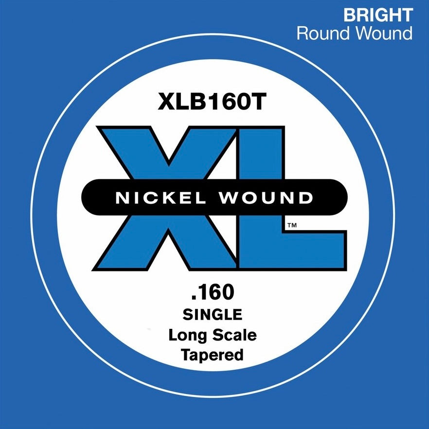 D'Addario XLB160T Nickel Wound Long Scale Single Bass Guitar String .160 Tapered