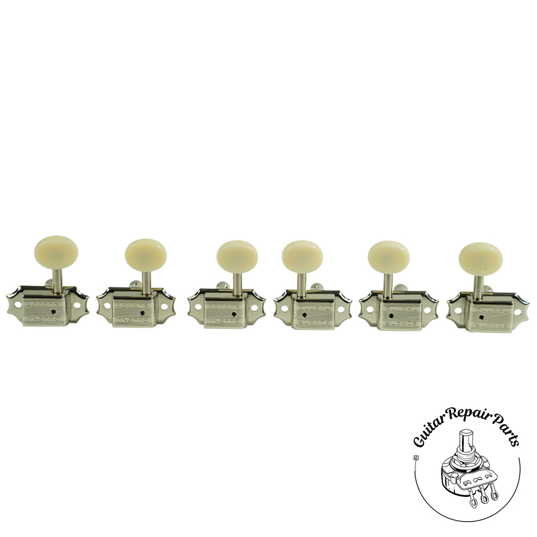 Kluson KD-3-NPDR Double Line Deluxe Tuning Machines 3x3 - Nickel / Butter bean