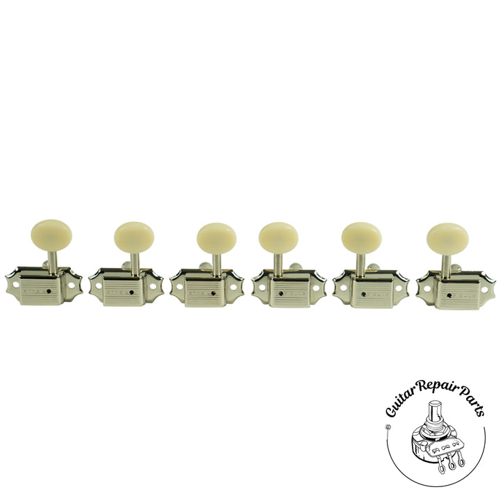 Kluson KD-3-NP Single Line Deluxe Tuning Machines 3x3 - Nickel / Butter bean