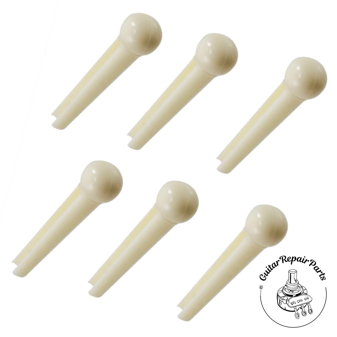 Plastic Acoustic Guitar Bridge Pins, No Dot (6 pcs) - Cream