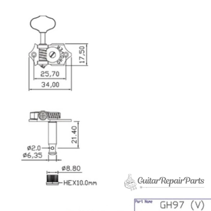 Grover V97-18NA 3 Per Side Vertical Mount Sta-Tite 18:1 Ratio - Nickel