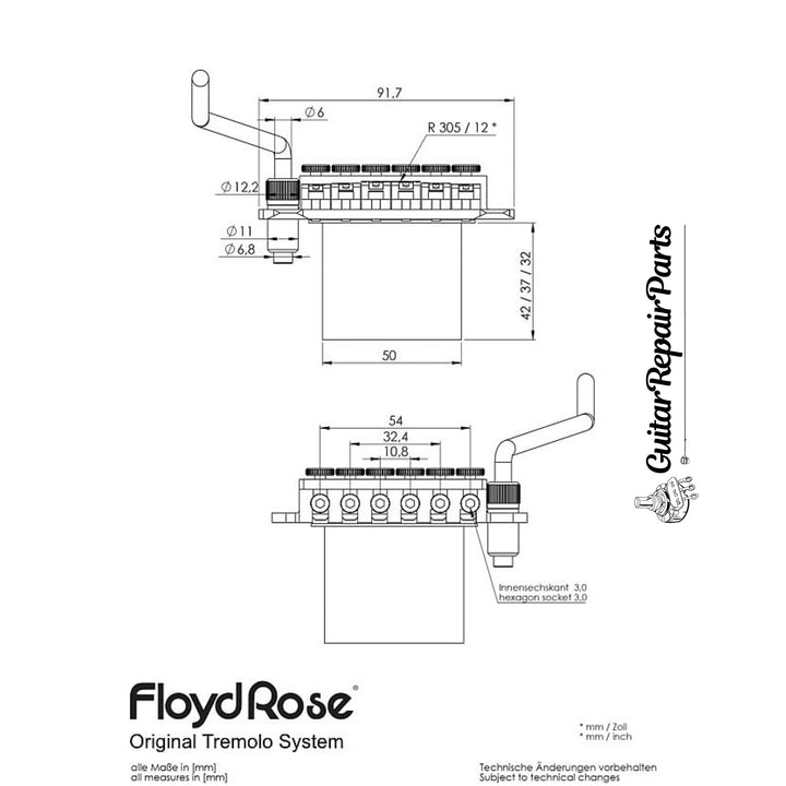 Floyd Rose FRT100 Original Tremolo Bridge System - Chrome