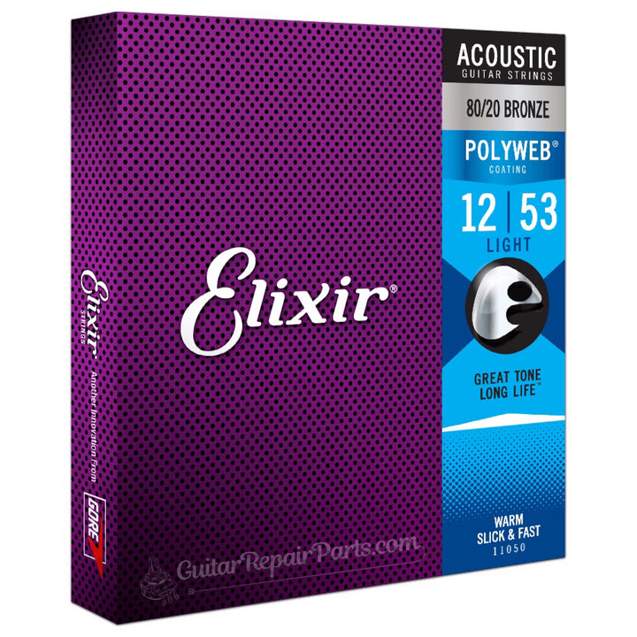 Elixir 11050 Polyweb 80/20 Bronze Acoustic Guitar Strings, Light 12-53