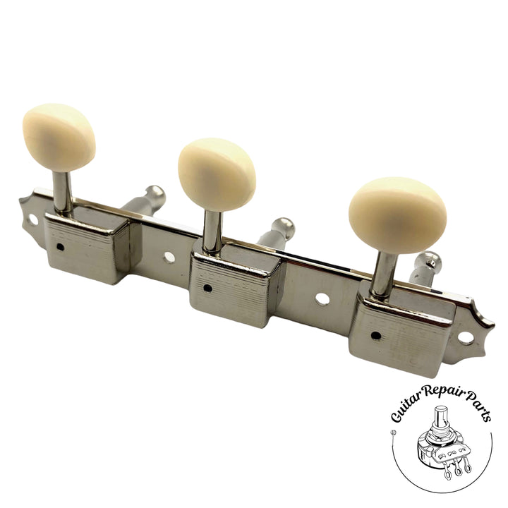 Kluson KTS-3P-NP Supreme Series Tuning Machines 3 On A Plate Nickel / Butterbean