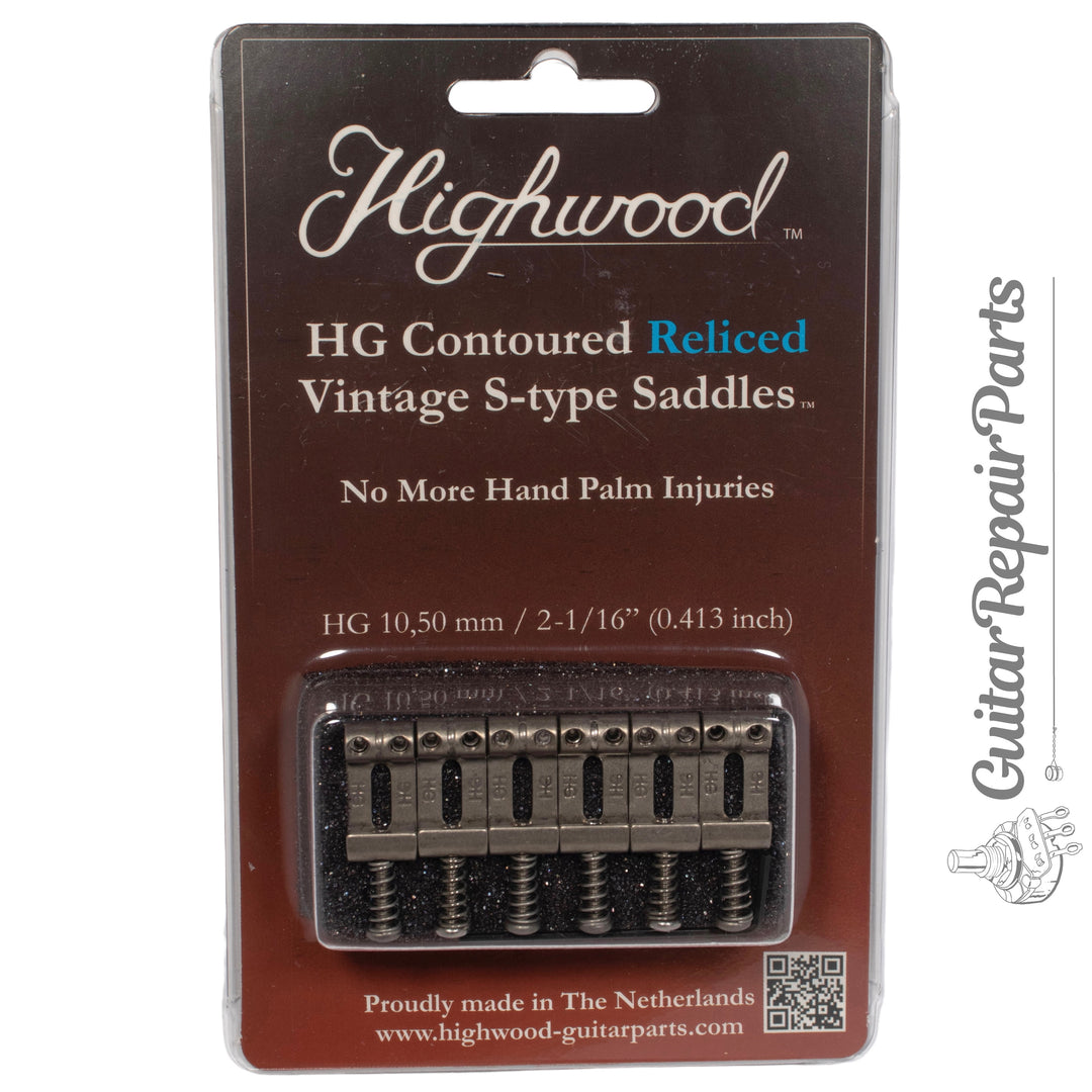 Highwood Contoured Vintage Strat Saddles HG 10,50 (2-1/16" 52mm) - Nickel Relic
