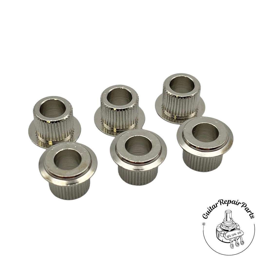 Gotoh Screw-in To Press-in Tuner Adapter Bushings, Flanged (6 pcs) - Nickel