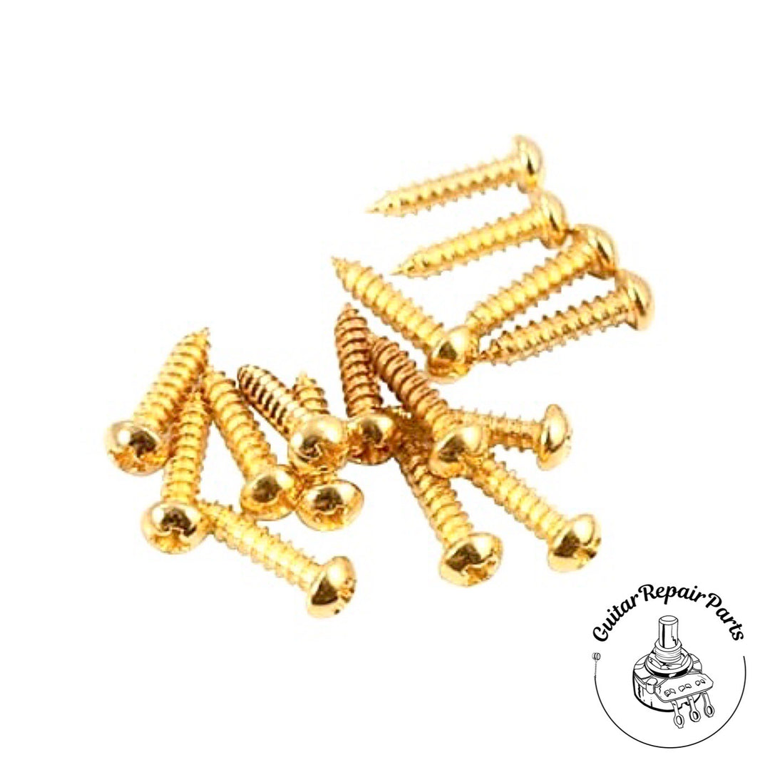 Tailpiece Or Bass Tuning Machine Screws #4 x 1/2" Round Head (16 pcs) - Gold
