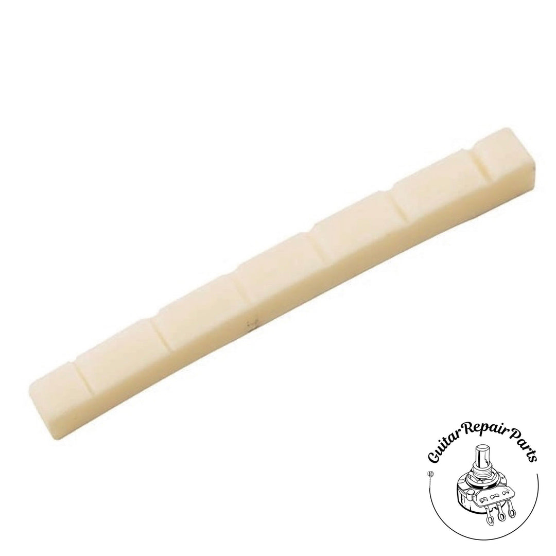 Slotted Nut For Strat or Tele Guitar w. Flat Bottom 42mm - Bleached Bone