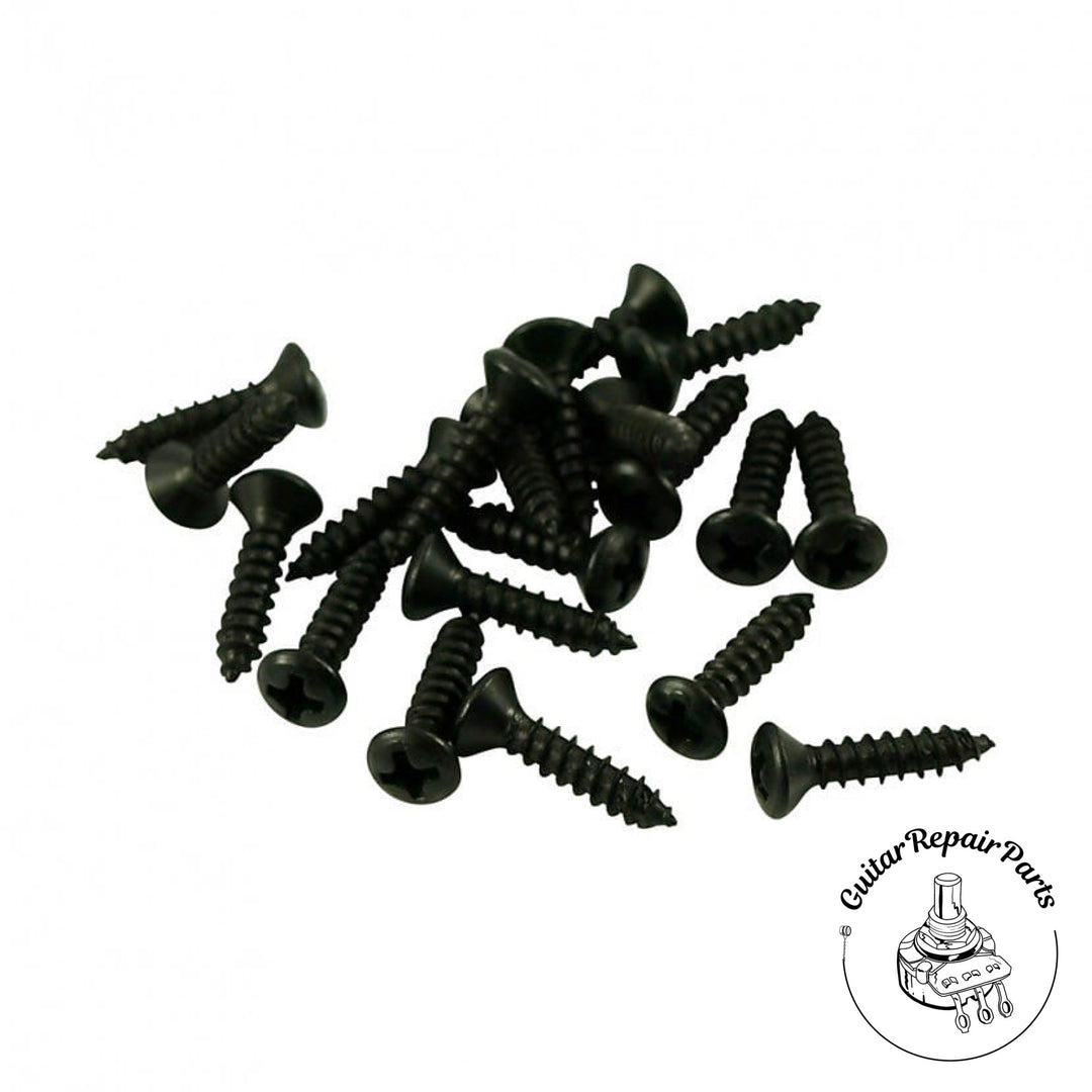 Pickguard Screws for Fender #4 x 1/2” Phillips Oval Head (20 pcs) - Black