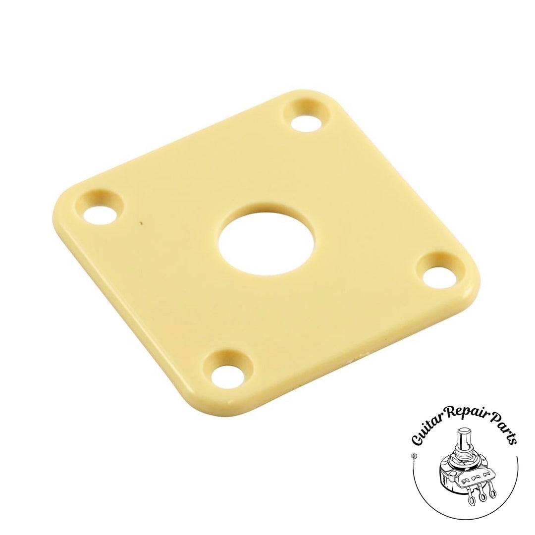 Square Flat Mount Plastic Jack Plate for Les Paul - Cream