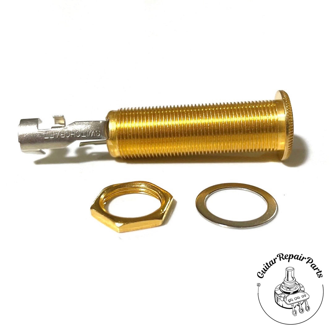 Switchcraft Long Threaded 1/4" Stereo Barrel Jack, Type 152B - Gold