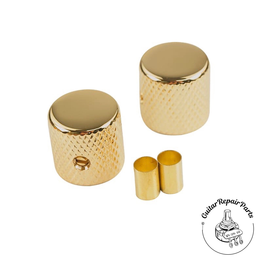 Brass Barrel Knobs, Flat Top, w. Set Screw (2 pcs) - Gold