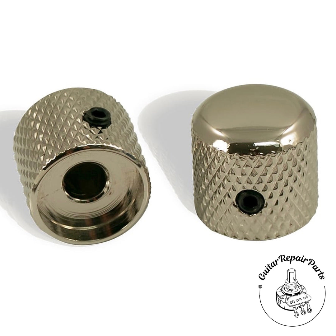 Brass Barrel Knobs, Dome Top, w. Set Screw (2 pcs) - Nickel