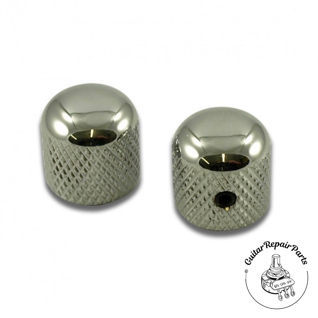 Brass Barrel Knobs, Dome Top, w. Set Screw (2 pcs) - Chrome