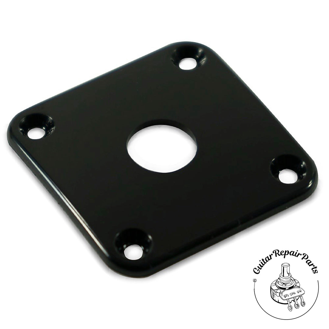 Square Contoured Plastic Jack Plate For Les Paul - Black