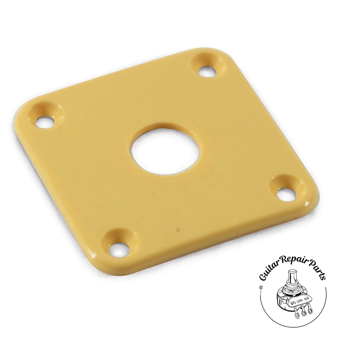 Square Contoured Plastic Jack Plate For Les Paul - Cream
