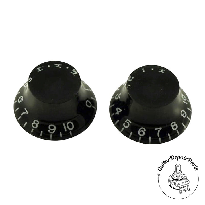 Plastic Top Hat Bell Knobs, Fits Course-Splined Split-Shafts (2 pcs) - Black