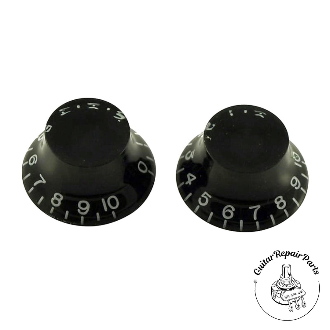 Plastic Top Hat Bell Knobs, Fits Fine-Splined Split-Shafts (2 pcs) -  Black