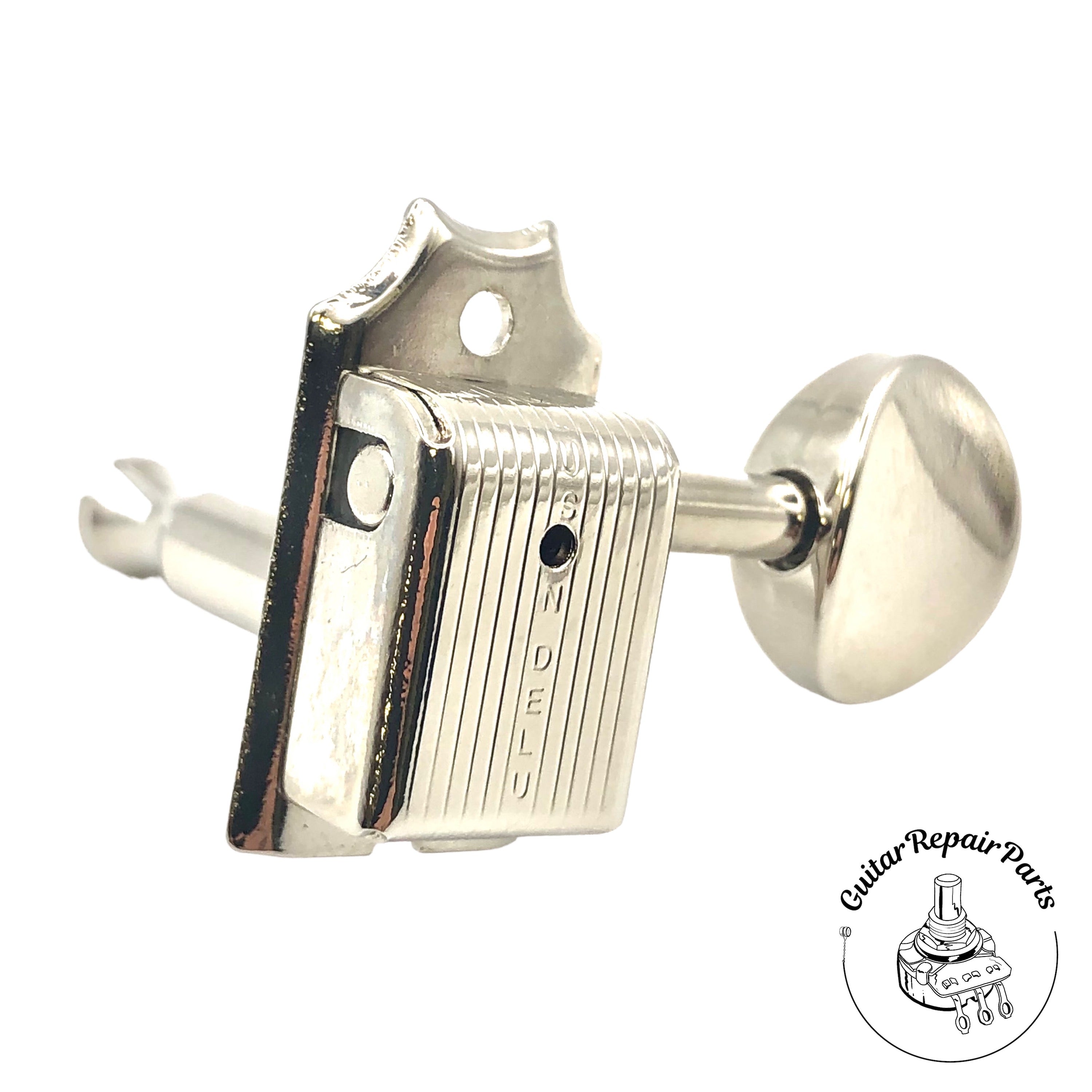 Kluson KD-6B-NM Single Line Deluxe Series Tuning Machines, 6-in-line -  Nickel w. Oval Metal Button