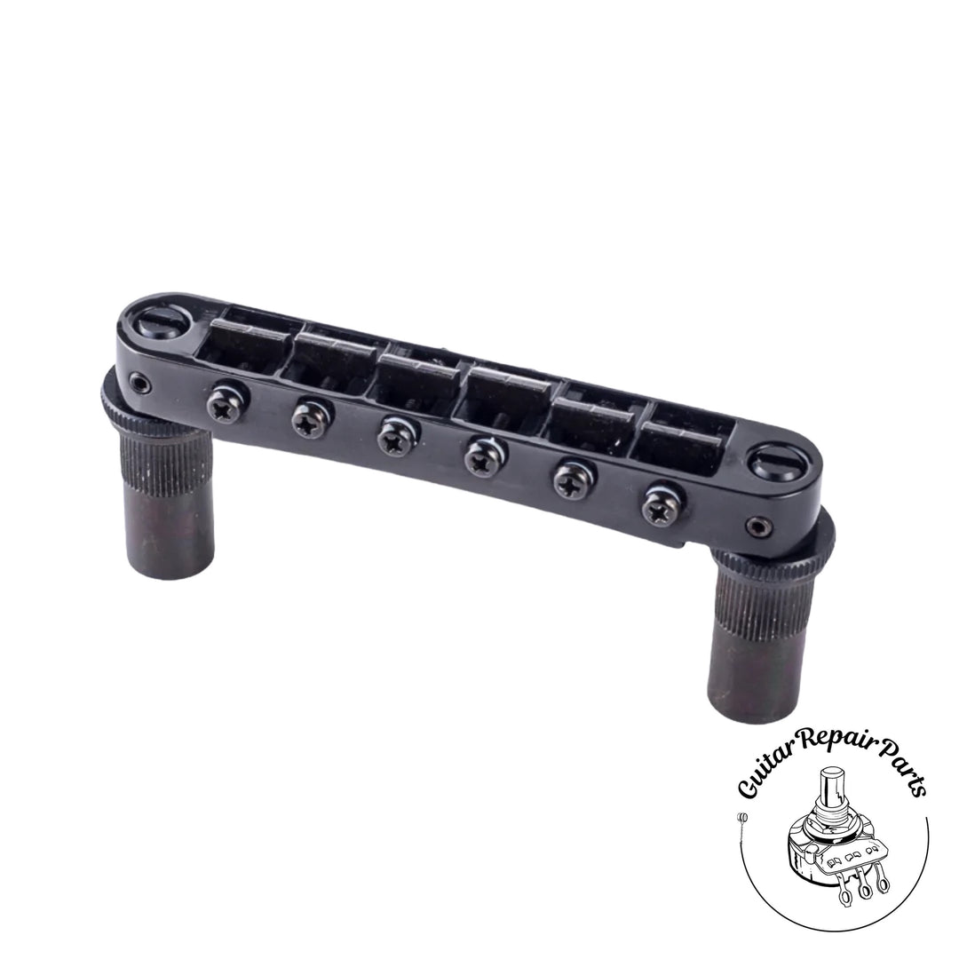 TonePros T3BT-B Locking Nashville Tune-O-Matic Pre-Notched Saddles, Metric Large Posts - Black