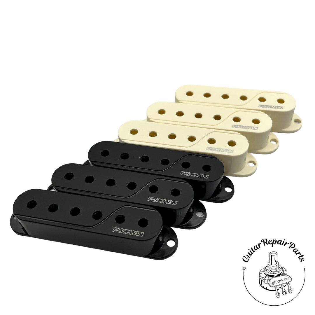 Fishman Fluence Single Width Pickup Covers (6 pcs) - Black /Vintage White