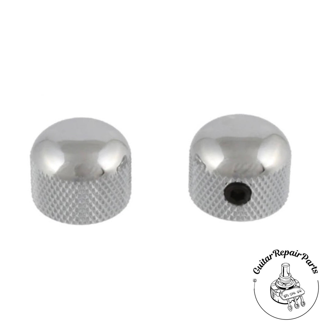 Mini Dome Top Metal Knobs, w. Set Screw (2 pcs) - Chrome