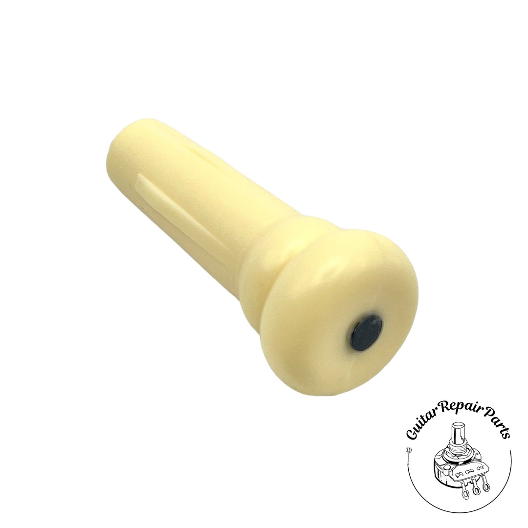 Plastic Endpin Strap Button For Acoustic Guitar (1 pc) - Cream w. Black Dot