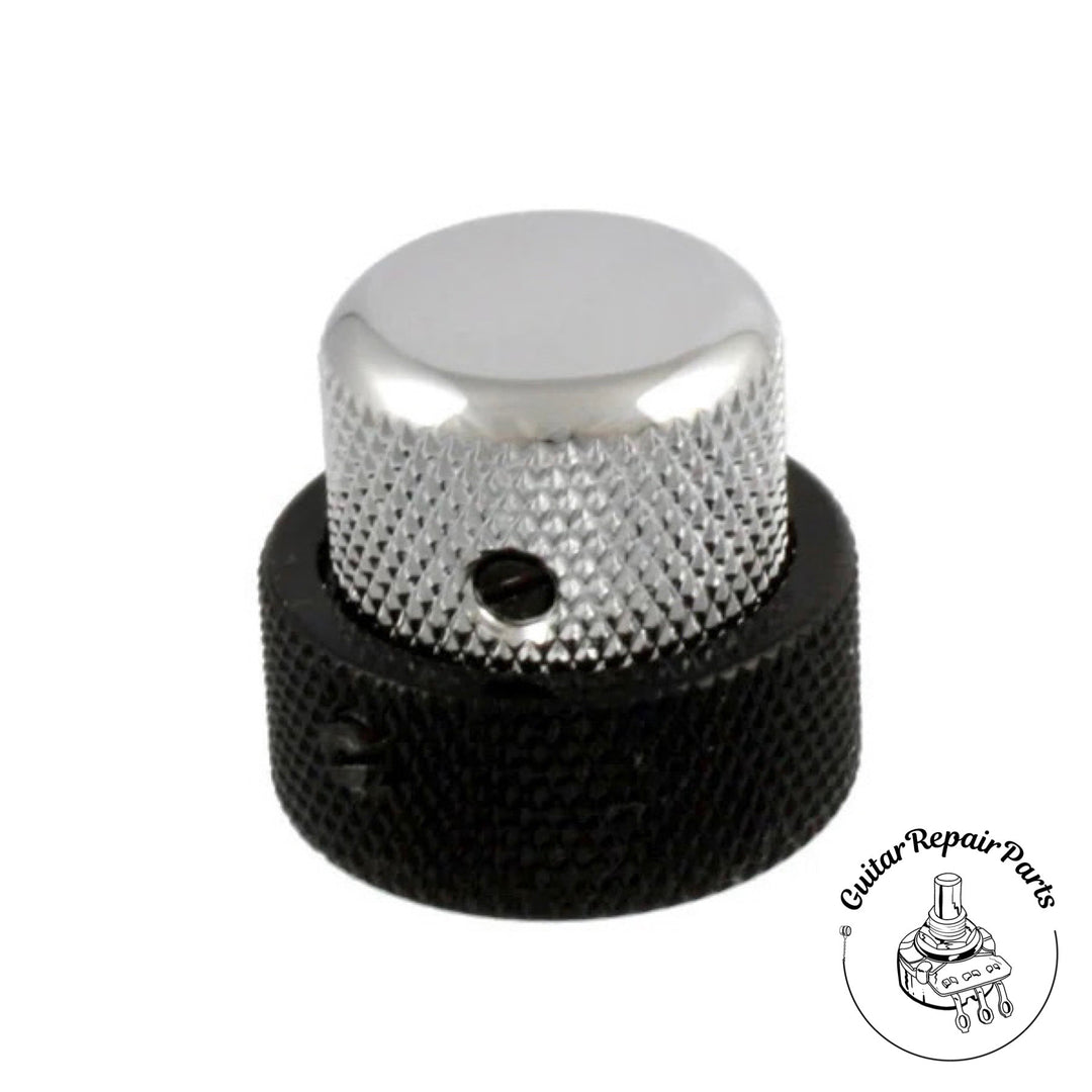 Stacked Concentric Control Knobs for CTS / SAE Pots - Black and Chrome