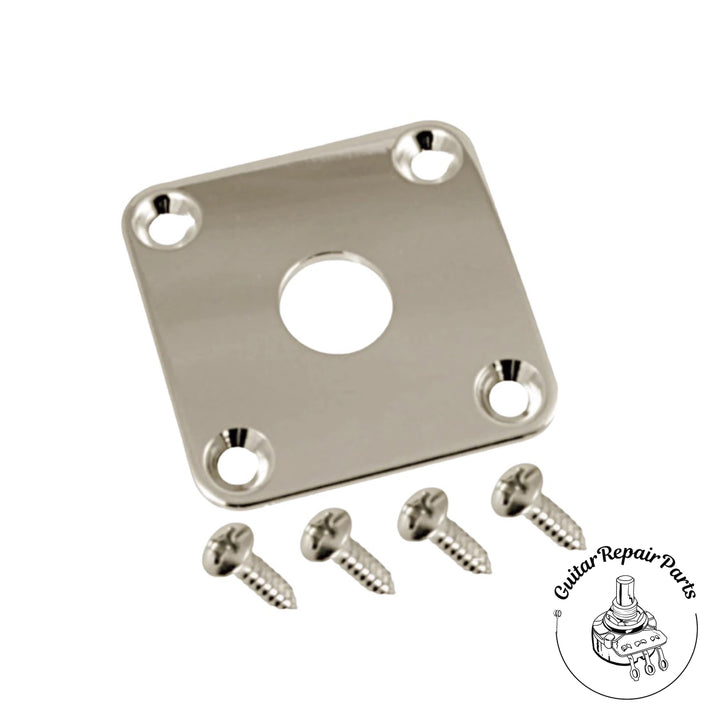 Gotoh Square Metal Jack Plate, Curved for Les Paul Style Side-Mount - Nickel