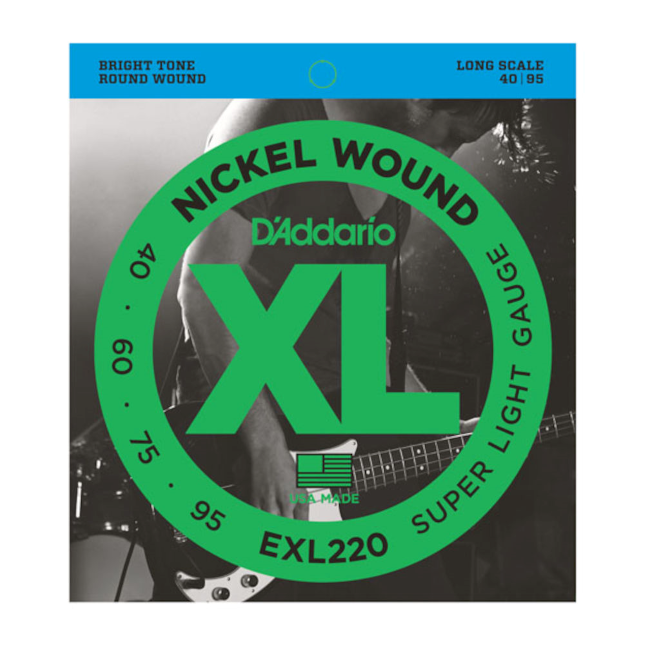 D'Addario EXL220 Nickel Wound Bass Strings, Super Light 40-95, Long Scale