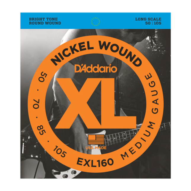 D'Addario EXL160 Nickel Wound Bass Strings, Medium 50-105, Long Scale
