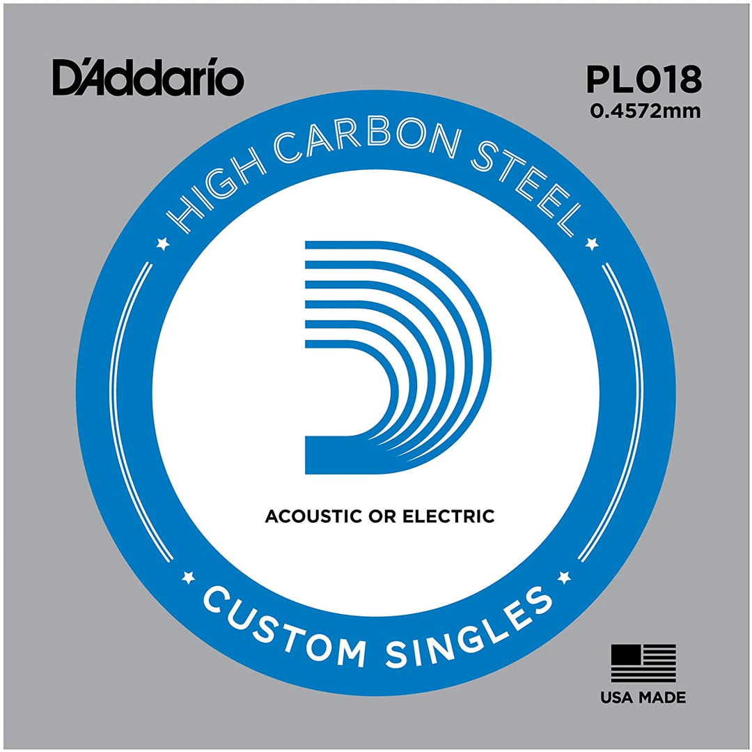 D'Addario PL018 Plain Steel Single Guitar String .018"