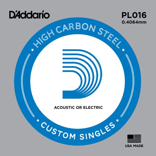 D'Addario PL016 Plain Steel Single Guitar String .016"