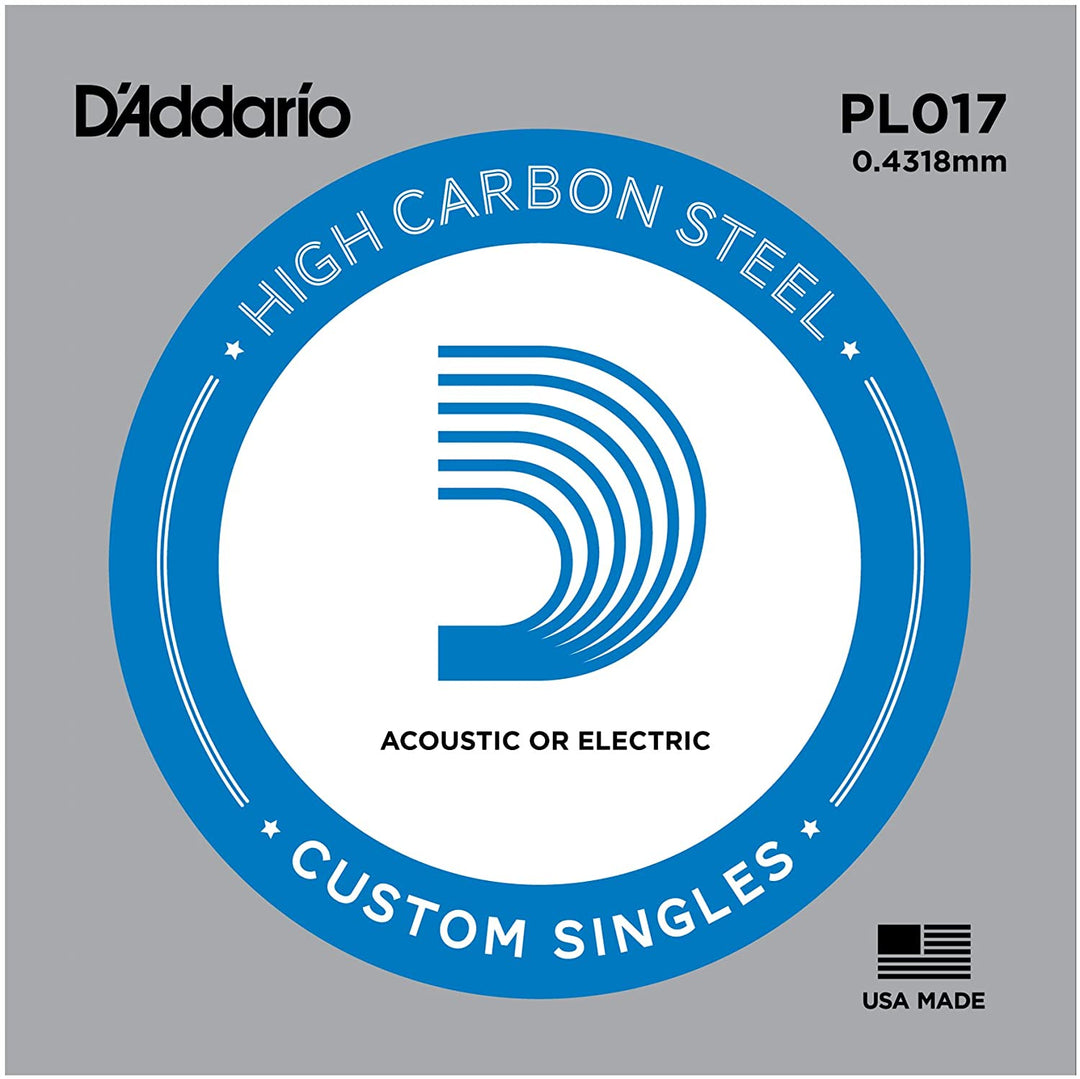 D'Addario PL017 Plain Steel Single Guitar String .017"