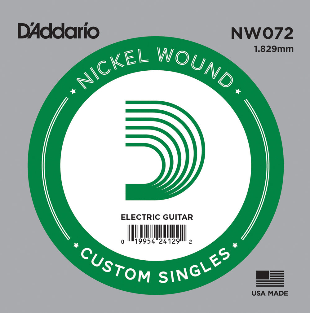 D'Addario NW072 Nickel Wound Single Electric Guitar String .072"