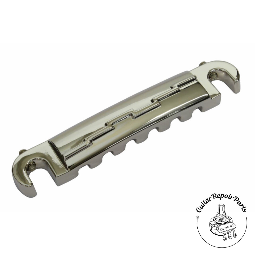 Wraparound Bridge / Tailpiece Lightening Bolt Compensated, Plain 3rd - Nickel