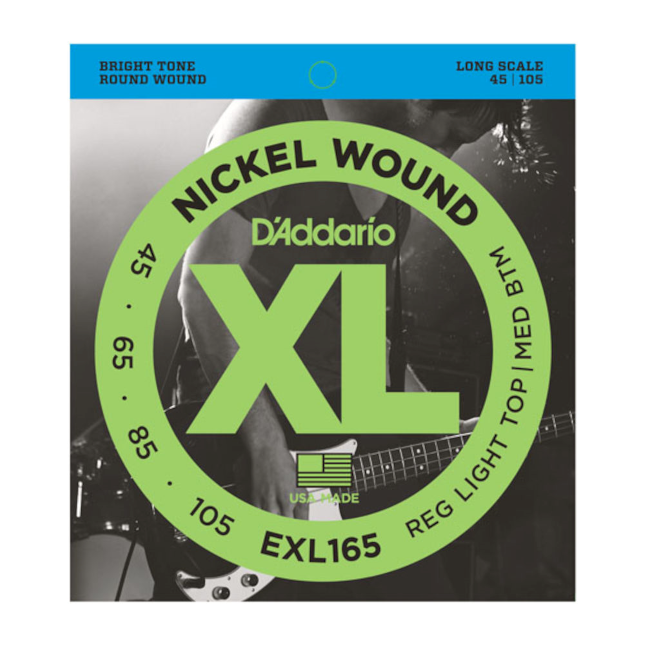 D'Addario EXL165 Nickel Wound Bass Strings, Custom Light 45-105, Long Scale